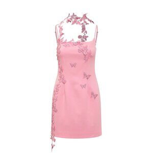 Blumarine Floral Embroidered Slip Dress Style 2A206A in Pink